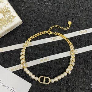 AUTH Christian Dior CD Chain Necklace